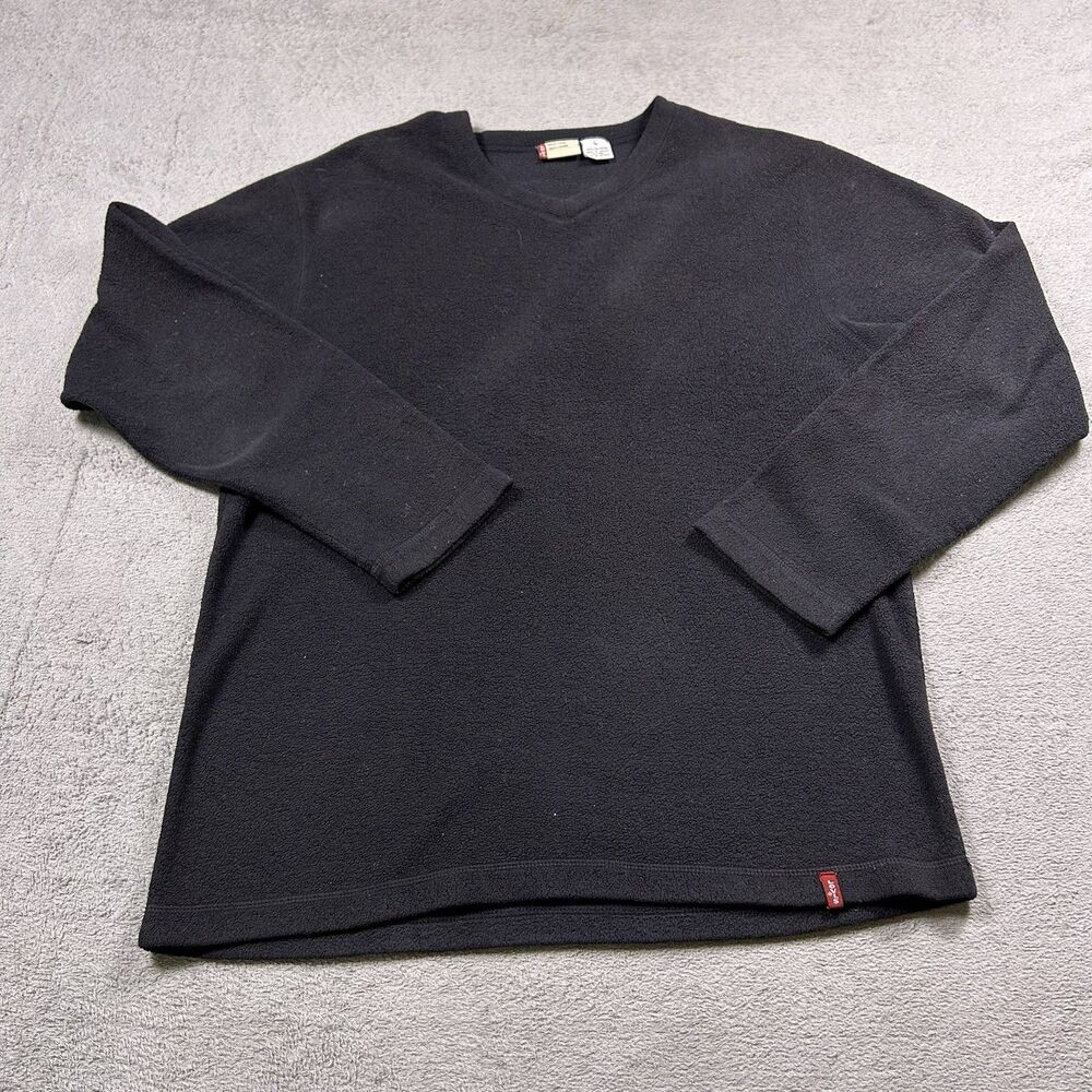 Levi's Red Tab Men's Black Fleece V-Neck Pullover Sweater Size Large Y2K